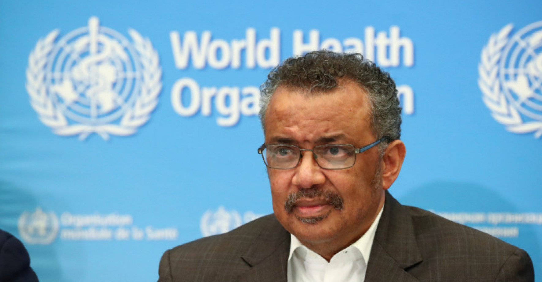 Director-General of the WHO Tedros Adhanom speaks during a news conference in Geneva